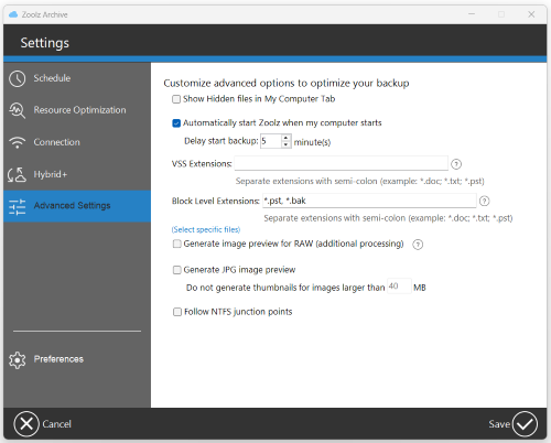 Settings - Advanced Settings - Block Level Extensions