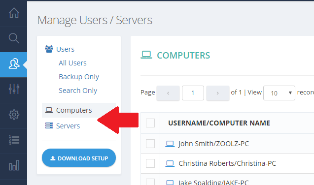 Manage Users Servers - Intelli