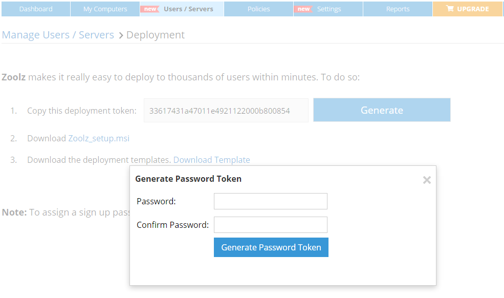 Generate password token